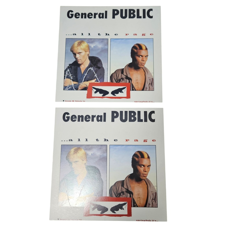 Lot of 2 General Public All the Rage 1984 Promo Flat Poster 12x12 Double Sided